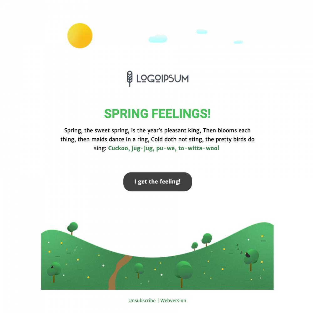 Marketing campaign, email design, spring themed.