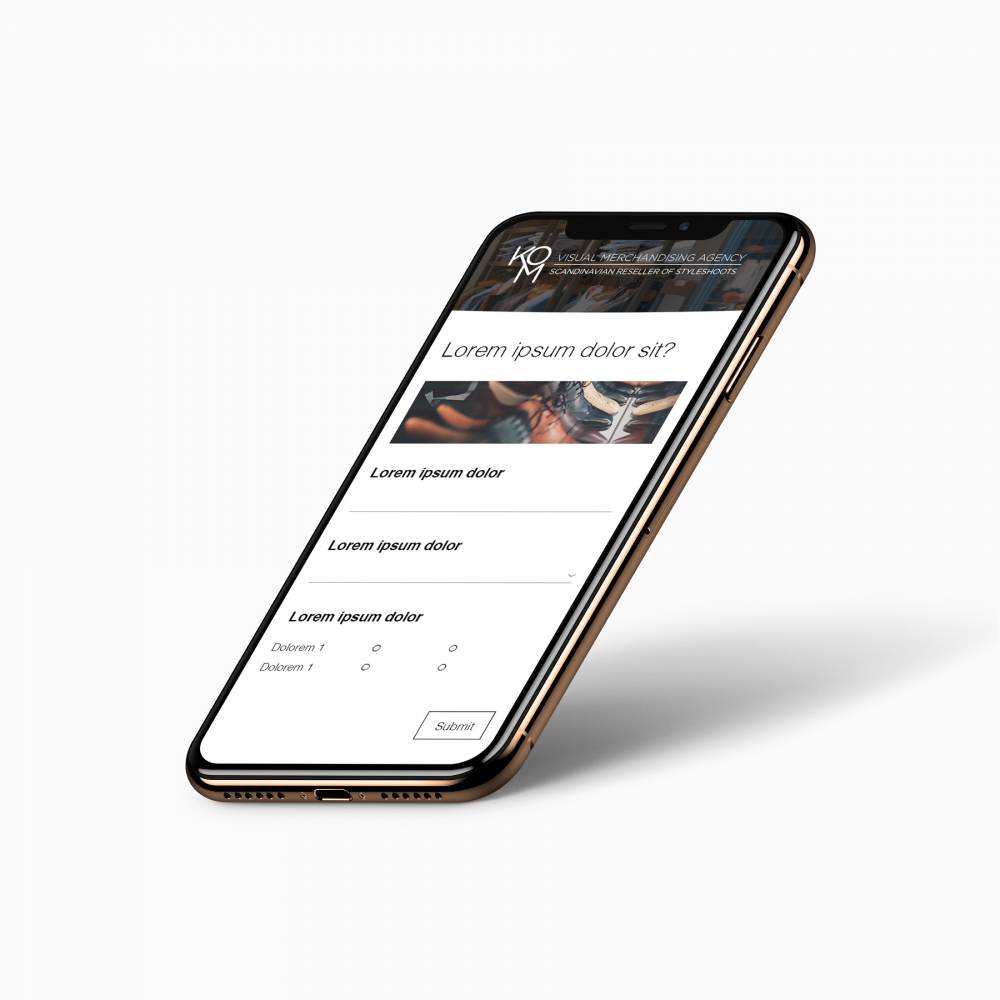 Mobile design example of a survey for retail company Kom.