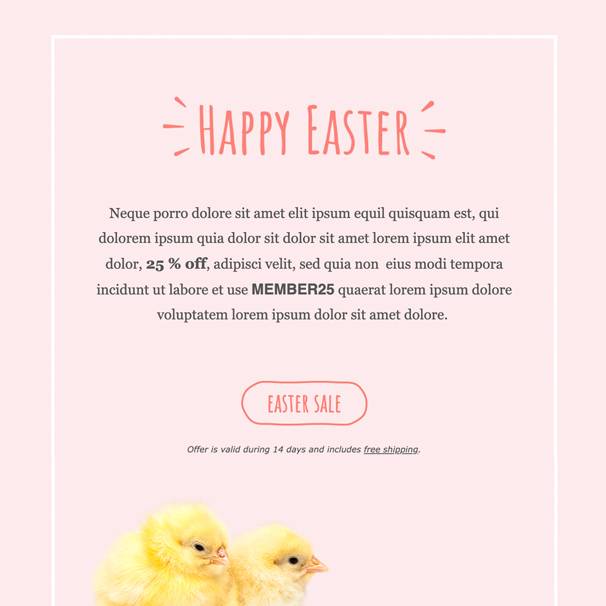 Newsletter design, example of an easter campaign.